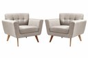 Ver imagem 1 de Conjunto 2 Poltronas Bruna Estilo Living Moderna Decoração Sala Recepção - Linho Bege