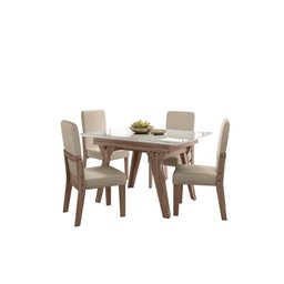 Conjunto Mesa Sala de Jantar 4 Cadeiras 1,10m Dubai Amêndoa - 1
