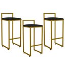 Ver imagem 1 de Kit 03 Banquetas Altas Para Cozinha Sala De Jantar Hanna L02 Dourado Suede Preto - Lyam Decor