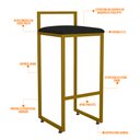 Ver imagem 4 de Kit 03 Banquetas Altas Para Cozinha Sala De Jantar Hanna L02 Dourado Suede Preto - Lyam Decor