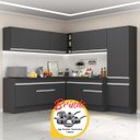 Ver imagem 1 de Cozinha Completa de Canto Veneza Mp2102 Multimóveis Preto/branco + Brinde Jogo de Panelas Tramontina