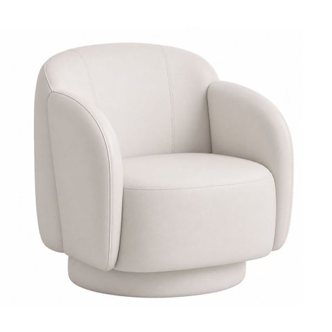 Poltrona Decorativa Oliva Base Fixa Courino Off White - Sallar Home