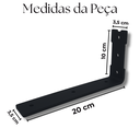 Ver imagem 6 de Kit 2 Cantoneiras de Parede Mão Francesa 20cm Acabamento L Moderno Aço Alta Durabilidade Preto