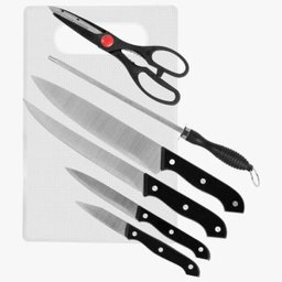 Kit Faca Aço Inox Cabo Preto 7 Peças - 1