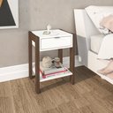 Ver imagem 2 de Mesa de Cabeceira 1 Gaveta AZ1016 Branco/Nogal - Tecno Mobili