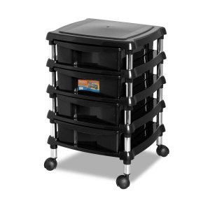 Gaveteiro Organizador com 4 Gavetas e Rodízios Preto