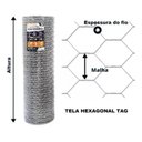 Ver imagem 5 de TELA HEXAGONAL GALINHEIRO TAG MALHA 2" FIO BWG 18 (1,24mm) RL 25X1,0m