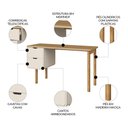 Ver imagem 3 de Mesa Escrivaninha 136cm 2 Gavetas Pé Madeira Luara Hanover/Off White A10 - Mpozenato