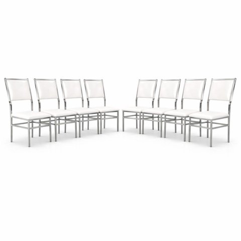 Kit 8 Cadeiras Flora de Cozinha e Sala de Jantar Reforço Cromada Assento e Encosto Branco