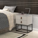 Ver imagem 1 de Conjunto 2 Criados Estilo Industrial com Puxadores de Couro