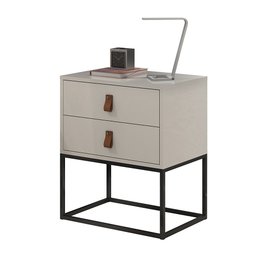 Conjunto 2 Criados Estilo Industrial com Puxadores de Couro - 3