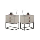 Ver imagem 2 de Conjunto 2 Criados Estilo Industrial com Puxadores de Couro