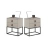 Conjunto 2 Criados Estilo Industrial com Puxadores de Couro - 2