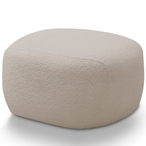 Puff Decorativo Orgânico para Sala de Estar Living Barolo L06 Bouclê Bege - Lyam Decor