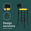 Ver imagem 4 de Kit 2 Banquetas para Bancada Banco Alto Junco Preto Balcão Cozinha Gourmet Bar Área de Lazer Piscina