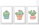 Ver imagem 1 de Kit 3 Quadros Decorativos Infantil Cacto Coração Fofo:branca