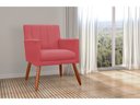 Ver imagem 4 de Kit 2 Poltronas Decorativa Cecília Couro Vermelho Pés Madeira Mz Decor