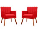 Ver imagem 1 de Kit 2 Poltronas Decorativa Cecília Couro Vermelho Pés Madeira Mz Decor