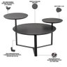 Kit Mesa de Centro e Mesa Lateral para Sala Pés Metálicos Dari A03 Nero Preto - Lyam Decor - 5