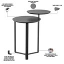 Ver imagem 6 de Kit Mesa de Centro e Mesa Lateral para Sala Pés Metálicos Dari A03 Nero Preto - Lyam Decor