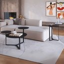 Ver imagem 2 de Kit Mesa de Centro e Mesa Lateral para Sala Pés Metálicos Dari A03 Nero Preto - Lyam Decor