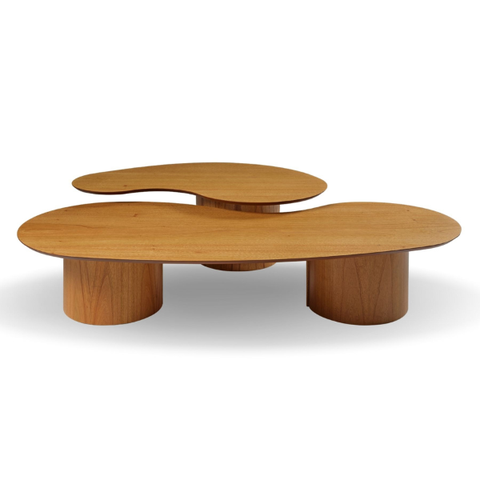 Mesas de Centro Orgânica Vincent 135x60 Freijó Modelar Art Moveis Trio de Mesas Lateria Cone Cilindr