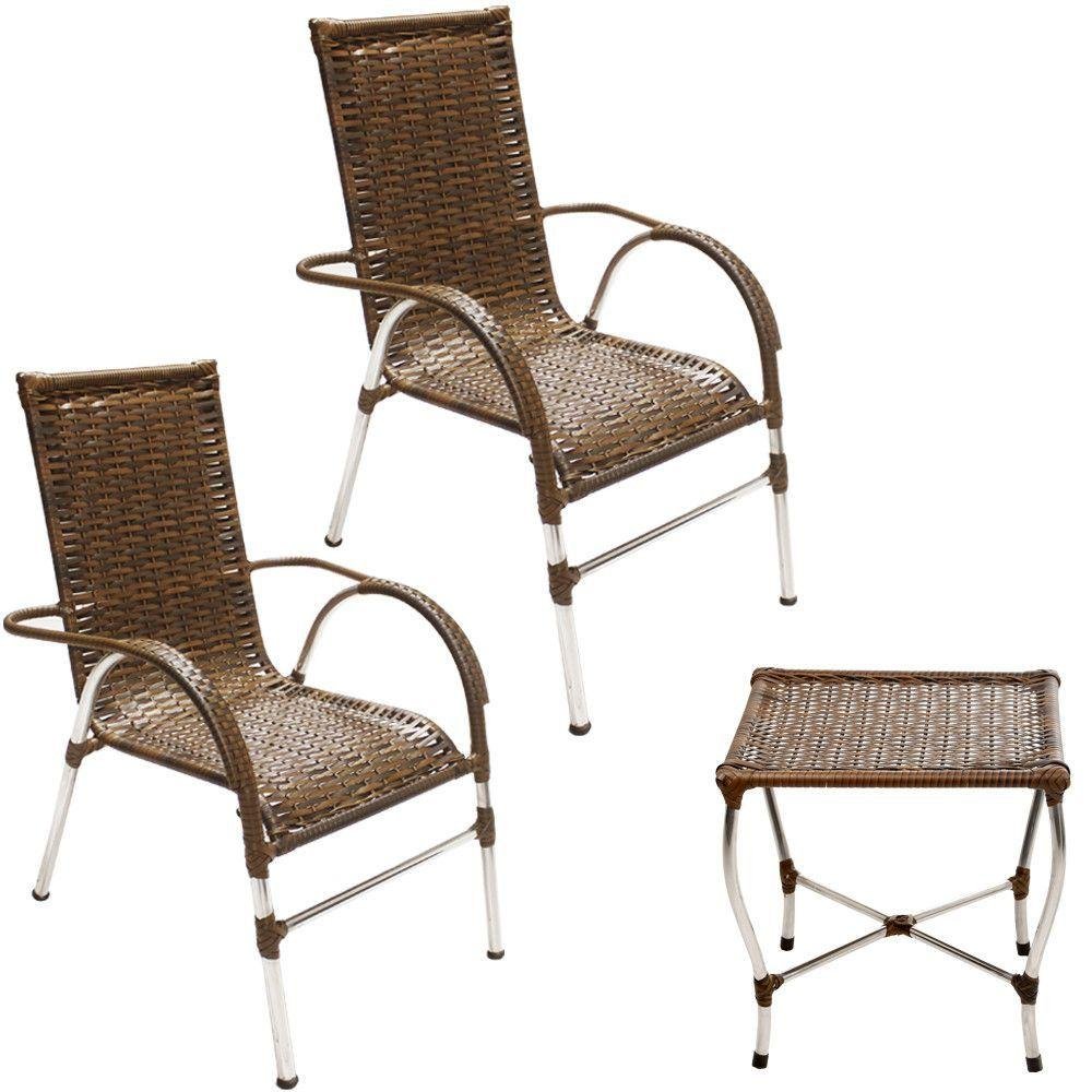 Conjunto de Cadeiras e Mesa para Área Varanda Trama Original Tabaco - 1