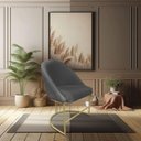 Ver imagem 6 de Kit 08 Cadeiras Poltrona de Jantar Bela Linho Grafite Base Metálica Industrial Dourado - Pallazio