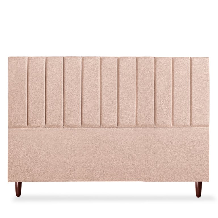 Cabeceira Estofada Cama Box King Carla 195cm Linho:rosê