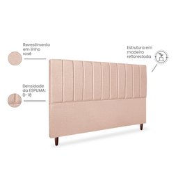 Cabeceira Estofada Cama Box King Carla 195cm Linho:rosê - 4