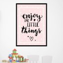 Ver imagem 1 de Quadro Enjoy The Little Things - Rosa 45x34cm - com vidro:Madeira preta