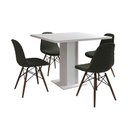 Ver imagem 6 de Mesa Jantar Londres Quadrada Branca 90cm 4 Cadeiras Eames Estofadas Verde Madeira