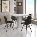 Ver imagem 1 de Mesa Jantar Londres Quadrada Branca 90cm 4 Cadeiras Eames Estofadas Verde Madeira
