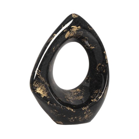 Escultura Decorativa de Cerâmica para Sala Viena Preto e Dourado Ébano