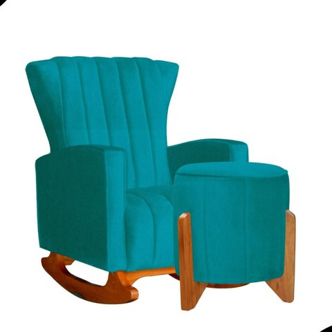Kit Poltrona Balanço Melinda e Puff Jade Suede