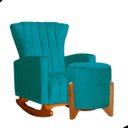 Ver imagem 1 de Kit Poltrona Balanço Melinda e Puff Jade Suede