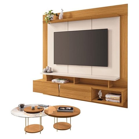 Home Suspenso Zenith Cinamomo Off White com Kit Mesa de Centro Sky Cinamomo - Hb Móveis