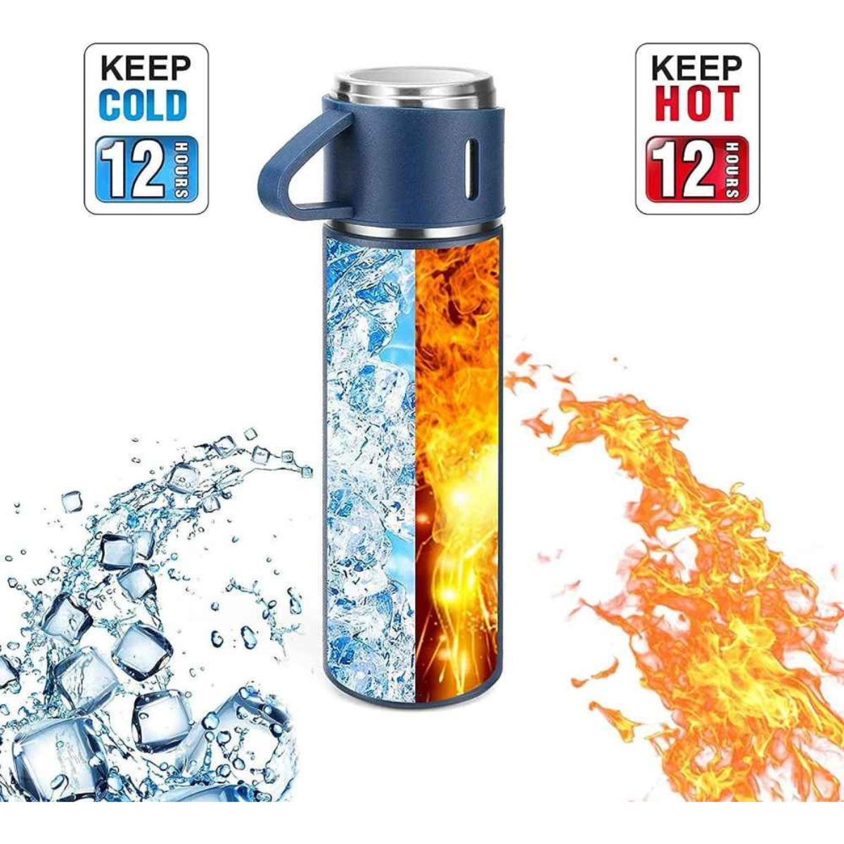 Garrafa Termica de Inox Quente ou Frio Tampa Copo 500ML - 6