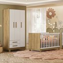 Ver imagem 1 de Quarto de Bebê com Roupeiro 4340 e Berço Mini Cama 4315 Freijó Branco Acetinado Patoti Móveis