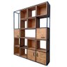 Estante para Sala com Nichos Modelo Industrial - Ferro Preto e Madeira Tonalidade Castanheira - 8