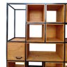 Estante para Sala com Nichos Modelo Industrial - Ferro Preto e Madeira Tonalidade Castanheira - 5