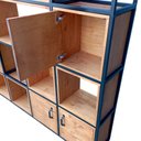 Ver imagem 4 de Estante para Sala com Nichos Modelo Industrial - Ferro Preto e Madeira Tonalidade Castanheira