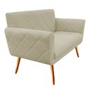 Ver imagem 2 de Namoradeira Decorativa Sabrina Suede Bege Pés Madeira Mz Decor