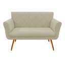 Ver imagem 1 de Namoradeira Decorativa Sabrina Suede Bege Pés Madeira Mz Decor