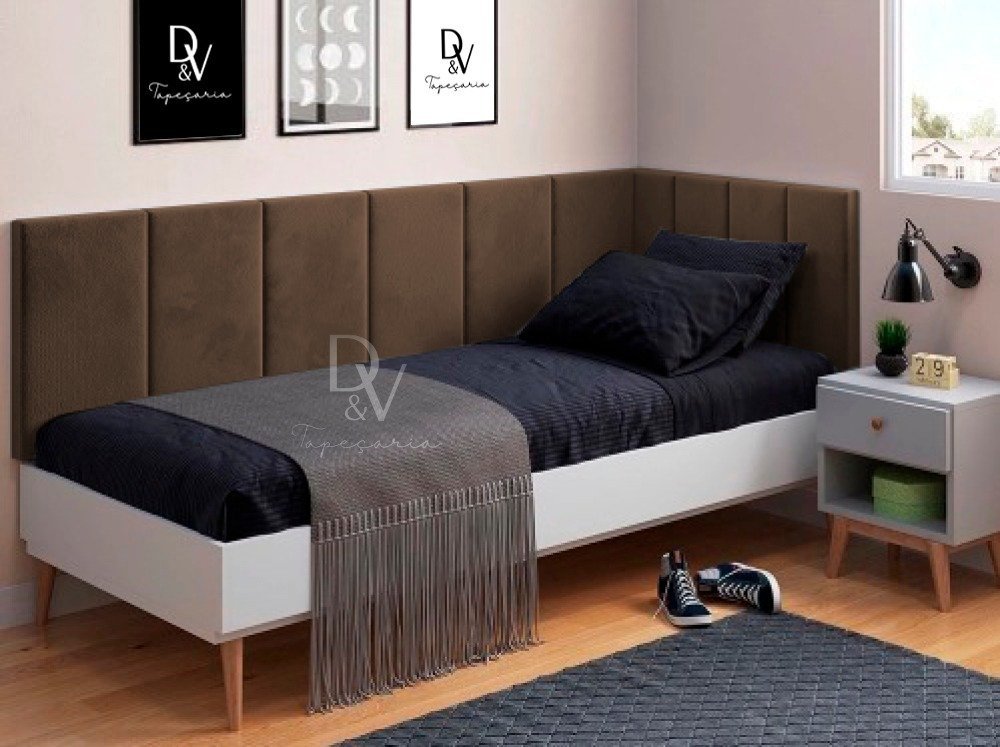 Conjunto de Cabeceira Estofada para Cama de Solteiro Feita em MDF/MDP ...
