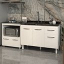 Ver imagem 2 de Cozinha Armário Balcão Gabinete de Pia Aline 120 Cm e Balcão Evelyn para Fogão Cooktop 4 Bocas e For