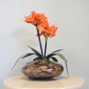 Ver imagem 1 de Flores artificiais Arranjos de Flores Amarílis Laranja no Vaso de Vidro|Linha permanente