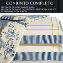 Ver imagem 3 de Conjunto Cama Queen Size Laurence 100%algodão Super Luxuoso Porcelana:azul