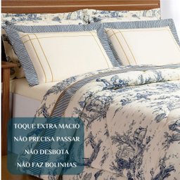Conjunto Cama Queen Size Laurence 100%algodão Super Luxuoso Porcelana:azul - 2