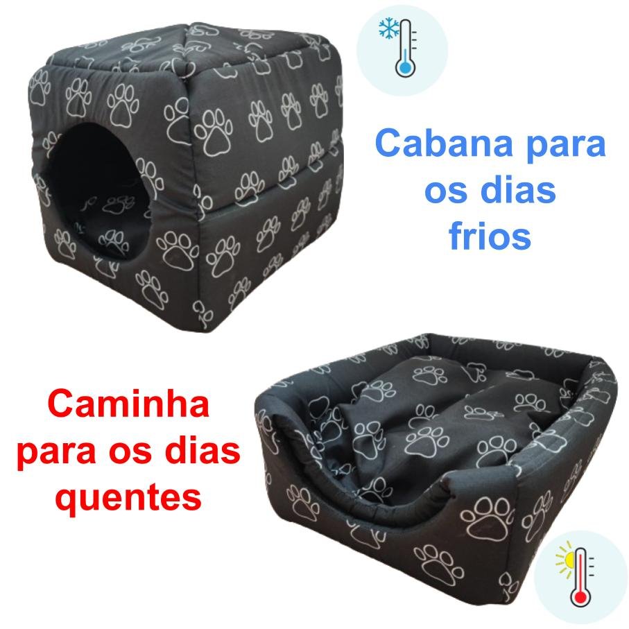 Cama Toca Tipo Iglu Cães Pequenos e Gatos - 2 em 1 Pet Lover:preto - 5